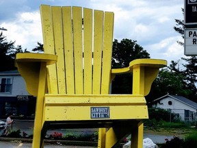 This giant yellow Muskoka chair marks the spot of a popular cottage country brewery. (Wayne Newton photo)