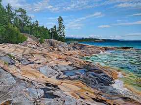 Anna Clarey's Superior's Majestic Coast is part of an exhibition of several artist at reopened Westland Gallery in Wortley Village.