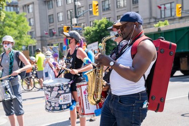 Protesters rallied outside city hall for London's second Black Lives Matter rally. Photo taken on Saturday June 20, 2020. (Max Martin/The London Free Press)