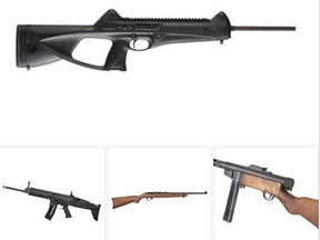 Four rifles stolen from an Aylmer gun shop are similar to ones in these photos that Aylmer police provided.