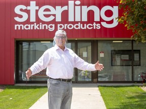 Sterling Marking Products president Bob Schram is ready to welcome back employees with open arms in London,. (Derek Ruttan/The London Free Press)