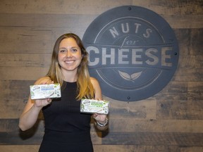 Nuts For Cheese founder Margaret Coons displays the company's newest product, cashew based non-dairy butter. (Derek Ruttan/The London Free Press)