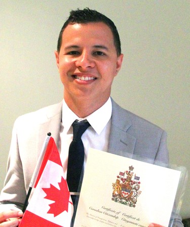 CANADA DAY 2019: LFP journalist Jonathan Juha, a native of Colombia, was formally sworn in as a Canadian citizen on July 1, 2019 in London. (Mike Hensen/The London Free Press)