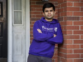 Western University international student Ahbishek Shetty, from India, has had the cost of his tuition increase. (Derek Ruttan/The London Free Press)