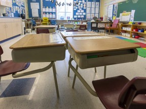 Empty classrooms in London.  Photograph taken on Friday May 1, 2020.  (Mike Hensen/The London Free Press)