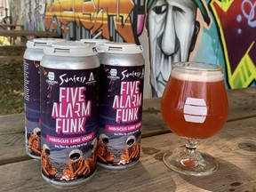 The Five Alarm Funk Hibiscus Lime Gose created and sponsored by London Brewing Co-operative, Anderson Craft Ales and TD Sunfest is now for sale at the co-op's Burbrook Place brewery ahead of the virtual TD Sunfest Friday and Saturday, including a video by the band.