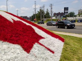 One reader missed seeing the annual painted flag at Commissioners and Wharncliffe roads in London, as seen here on Friday June 29, 2018. (Mike Hensen/The London Free Press)