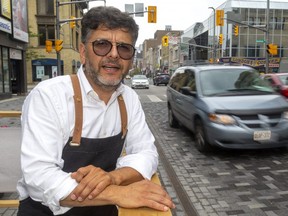 Marvin Rivas, owner of Che Restobar on Dundas Street, wants to know why London leaders aren't closing Dundas Place to traffic, at least part of the time, to create a pedestrian-friendly area that will foster downtown growth. (Mike Hensen/The London Free Press)
