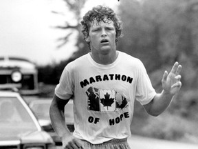 Terry Fox during his run across Canada to raise money for cancer research.