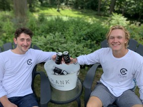 Class of 2020 Ivey School of Business graduates Michael Woolfson, left, and Jack Jelinek have targeted beer drinkers on a budget who still want to craft beer with the launch of Crank Lite, but their March launch was tripped up by the pandemic.
