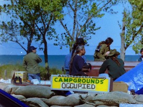 Protests continued at Ipperwash Provincial Park on Sept. 10, 1995, days after protester Dudley George was shot dead by Ontario Provincial Police officer Ken Deane. (The London Free Press)
