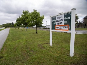 The COVID-19 assessment centre at Carling Heights Optimist Community Centre in London. (Derek Ruttan/The London Free Press)