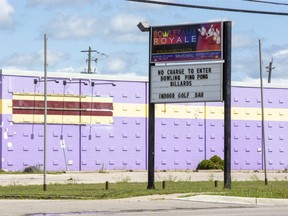 Bowlerama Royale on Dundas Street, which opened in 1992, is closing permanently because of the impact  the COVID-19 pandemic has had on the business, owners said. (Derek Ruttan/The London Free Press)