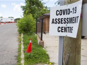 The COVID-19 assessment centre at Oakridge Arena. (Derek Ruttan/The London Free Press)