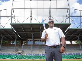 London Majors co-owner, field manager and general manager Room Chanderdat is looking forward to Friday's exhibition game at Labatt Park in London, Ont. (Derek Ruttan/The London Free Press)