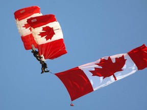 The Canadian Armed Forces parachute team, the SkyHawks opened the London Air Show. 
 (Mike Hensen/The London Free Press file photo)