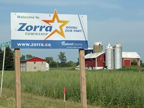 Zorra Township sign (Greg Colgan/Postmedia Network)