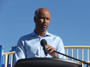 Ahmed Hussen, federal minister of families, children and social development, was at White Oaks elementary school Friday to announce London-area public and Catholic school boards will get $13.8 million in additional funding from the federal government for  COVID-19 preparedness.
 (JONATHAN JUHA/The London Free Press)