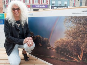 Photographer Terry Manzo was one of 40 Stratford artists whose work was selected to brighten up the city’s downtown boardwalks, installed earlier this year to encourage people to continue supporting downtown businesses. CHRIS MONTANINI/Stratford Beacon Herald