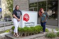 London For All project manager Roxanne Riddell and leadership table member Marci Allen-Easton stand outside United Way Elgin Middlesex headquarters. Over three years, the group took action on 
112 anti-poverty goals and 92 targets were reached. (Derek Ruttan/The London Free Press)