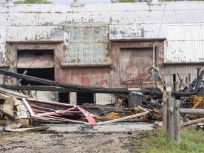 A 46-year-old man has been charged with arson in connection with a barn fire Tuesday at the Woodstock Fairgrounds in Woodstock. (Derek Ruttan/The London Free Press)