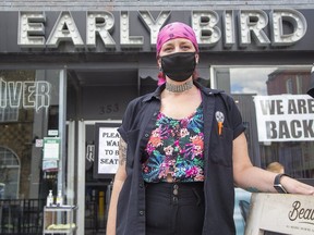 Crystal Kendall manages The Early Bird "fine diner" on Talbot Street in London, one core-area business that could suffer if Western University cancels in-person classes in the wake of this week's COVID-19 outbreak. (Derek Ruttan/The London Free Press)