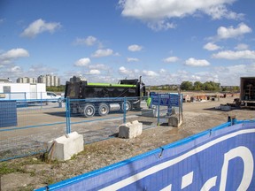 Construction appears to have resumed at the site of the new Gateway casino on Wonderland Road South in London on Tuesday, but its operator, Gateway Casinos, says it is concentrating on reopening its existing site rather than on new building. (Derek Ruttan/The London Free Press)