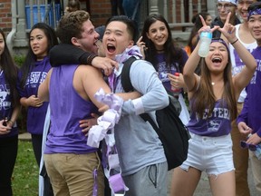 Western University students are being urged no to party like these students were able to 
in 2016. (Free Press file photo)