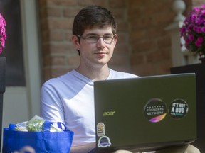 Ryan Kelly is nominated for Pillar Community Awards for innovation for his Atrium Project app which matches volunteers to Londoners in need of grocery pickup and other tasks. (Mike Hensen/The London Free Press)