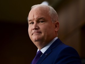 Conservative Leader Erin O'Toole holds his first news conference as leader on Parliament Hill in Ottawa on Aug. 25, 2020.