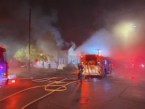 A Tuesday night fire, now deemed suspicious, caused $500,000 in damages to a home in the city's east end. London Fire Department photo.