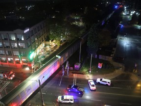 Emergency personnel responded Thursday night to the CP Rail tracks on Richmond Street, near Oxford Street, after a female pedestrian was struck by a train. Photo shared on social media site Reddit.