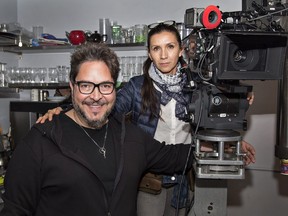 Director Sergio Navarretta checks in with cinematographer Celiana Cardenas on the set of The Cuban, which filmed in Brantford and Brant County, before moving to Cuba. The Cuban won the feature category at the Forest City Film Festival. (Brian Thompson/Postmedia Network)