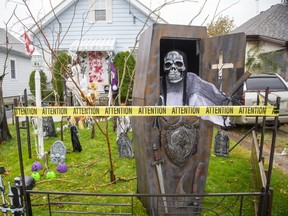 Way ghoul: Terry Jeffery's house at 133 Saint Julien St. in east London is so popular that he gives out more that $200 worth of candy on a typical Halloween. (Derek Ruttan/The London Free Press)