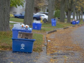 The provincial government plans to change Ontario's blue box recycling program to expand the types of materials collected and make producers pay for it. (Derek Ruttan/The London Free Press)