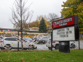 Overcrowded Eagle Heights elementary school in London got no relief from a funding announcement by the province Tuesday. (Derek Ruttan/The London Free Press)