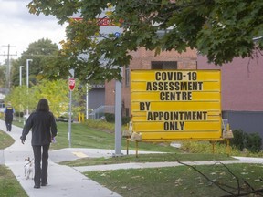 The St. Thomas Elgin General Hospital's COVID-19 assessment centre is by appointment only. (MIKE HENSEN, The London Free Press)