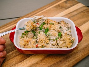 This updated tuna noodle casserole brightens up a family comfort food classic with vegetables, fresh herbs and white wine, Hungry Critic Max Martin says. (Max Martin/The London Free Press)