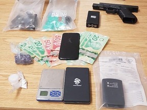 Two men and a woman from West Elgin face drug and weapon charges after OPP officers seized fentanyl, cocaine, cash, a stun gun and an imitation firearm during a search of a home north of Rodney on Thursday.