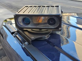 A close-up of one of the roof-mounted cameras on the new Windsor police vehicle equipped with the Automatic Licence Plate Recognition System.