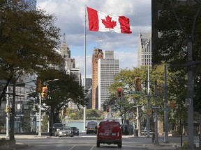 Non-Americans detained at the U.S. border will soon have to surrender to a DNA test, something that is of concern to Windsor West MP Brian Masse. Here, a portion of the downtown Detroit skyline can be seen from downtown Windsor on Oct. 8, 2020.