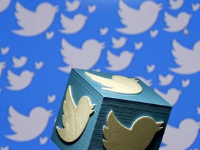A 3D-printed logo for Twitter is seen in this picture illustration made in Zenica, Bosnia and Herzegovina on January 26, 2016.