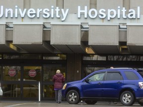 University Hospital has curbed admissions while trying to contain a COVID-19 outbreak that has infected 34 patients and staff in London, Ont. Photograph taken on Wednesday November 25, 2020. (Mike Hensen/The London Free Press)