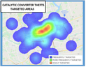 A map by London police shows where catalytic converter thefts have occurred in the city. 