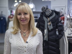 Sharon Lehman, co-owner of LifeStyles Women's Wear on Richmond Row, says losing boxing week sales due to the provincial COVID-19 lockdown will "sting" so she will look for innovative ways to draw customers. (Mike Hensen/The London Free Press)