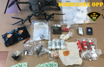 Two London men are charged after police arrested two suspects in possession of a drone, drugs and cash near the Elgin-Middlesex Detention Centre. (OPP supplied photo) 