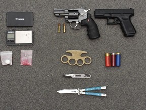 Strathroy-Caradoc police seized a sawed-off shotgun, replica pistol, ammunition, fentanyl, methamphetamine and cash during a search of a home on Head Street North on Jan. 8. A 32-year-old Strathroy man faces several drug and weapons charges.
