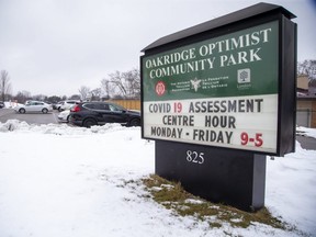 The COVID-19 assessment centre at Oakridge Optimist Community Park in London. (Derek Ruttan/The London Free Press)