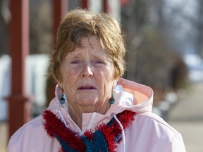 Gayle Detenbeck of Bayfield travelled to London to receive the COVID-19 vaccine after she was told she was eligible to receive it and had booked an appointment. But after she was screened and just before she was to receive her shot, she was told she couldn't get it. (Mike Hensen/The London Free Press)