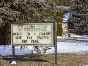 Country Terrace in Komoka has had 20 deaths due to COVID-19, the most in the London area. Photograph taken on Thursday January 21, 2021. (Mike Hensen/The London Free Press)